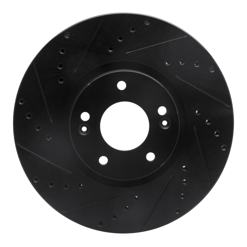 R1 07-12 Hyundai Veracruz Front Left Drilled & Slotted Black Brake Rotor