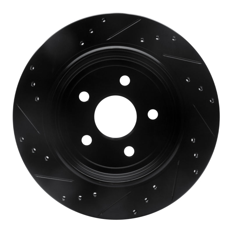 R1 11-25 Dodge Durango Rear Right Drilled & Slotted Black Brake Rotor