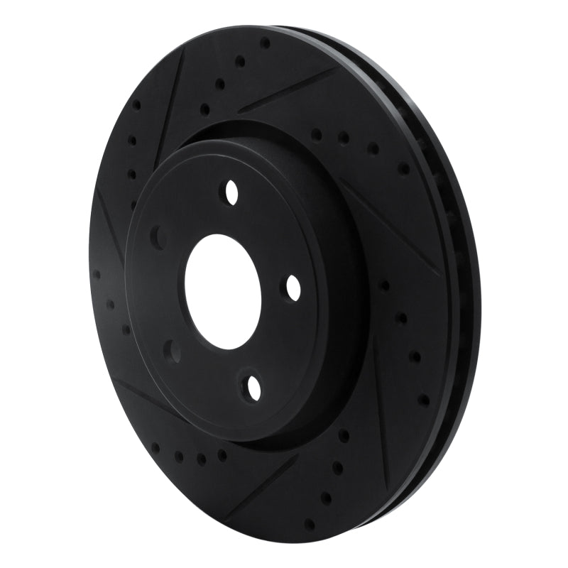R1 05-10 Jeep Commander Front Left Drilled & Slotted Black Brake Rotor