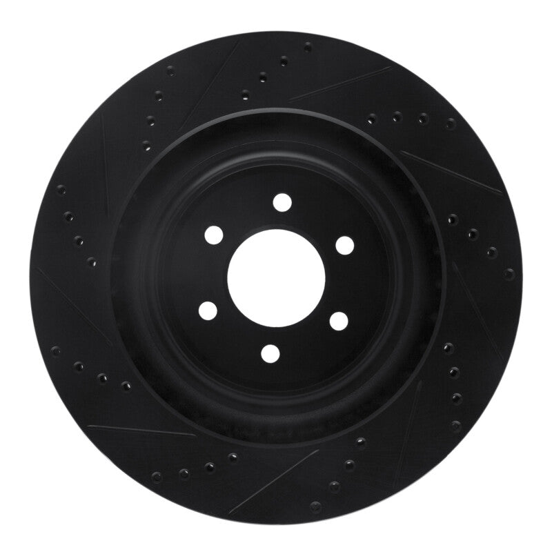 R1 03-17 Dodge Viper Rear Right Drilled & Slotted Black Brake Rotor