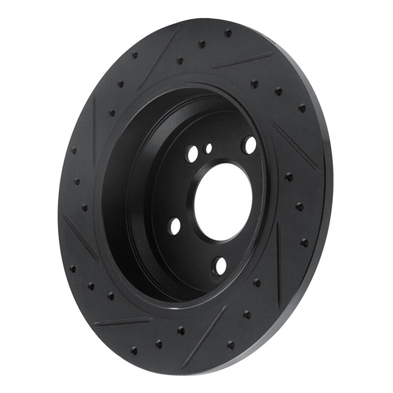 R1 07-13 Mercedes-Benz S550 Rear Right Drilled & Slotted Black Brake Rotor