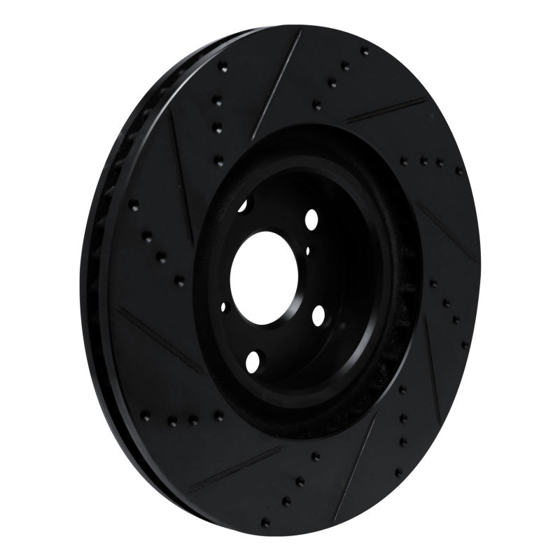 R1 09-11 Lexus IS350 Left Front Drilled & Slotted Black Brake Rotor