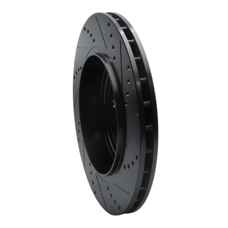 R1 2012-2025 Dodge Durango Rear Left Drilled & Slotted Black Brake Rotor