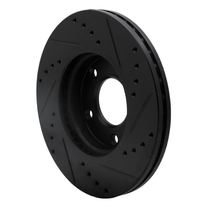 R1 04-13 Mazda 3 Front Left Drilled & Slotted Black Brake Rotor