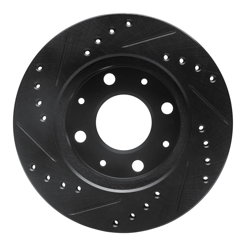 R1 84-06 Honda CRX Front Right Drilled & Slotted Black Brake Rotor