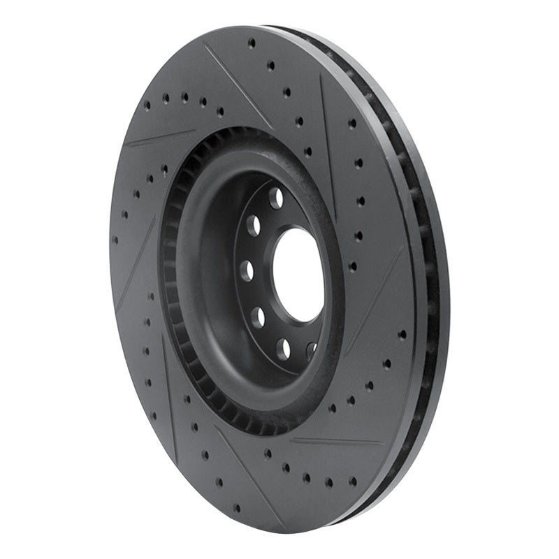 R1 06-13 Audi S3 (Mexico) Front Left Drilled & Slotted Black Brake Rotor