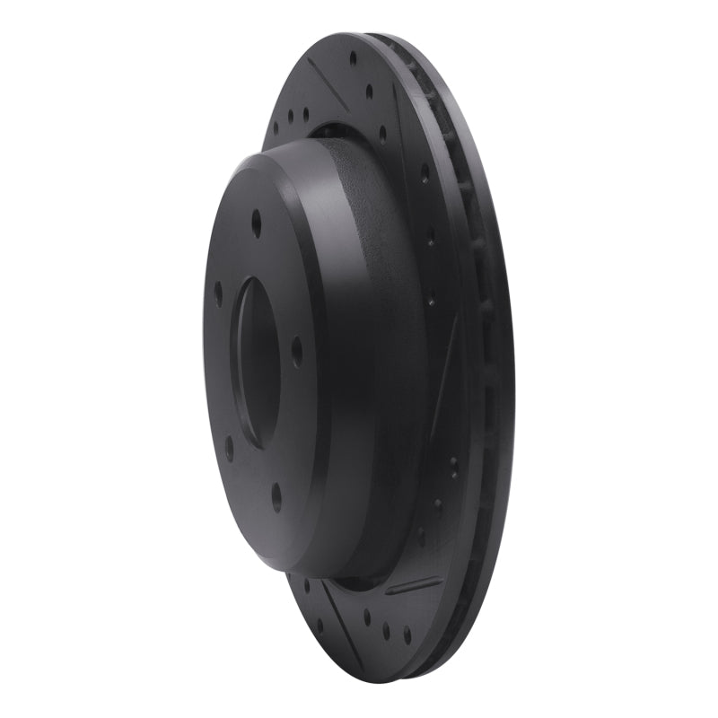 R1 94-96 Chevrolet Impala Rear Right Drilled & Slotted Black Brake Rotor
