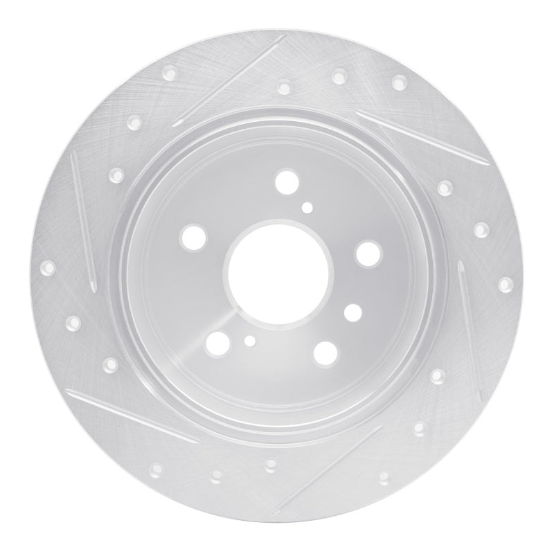 R1 07-12 Lexus ES350 Rear Right Drilled & Slotted Silver Brake Rotor