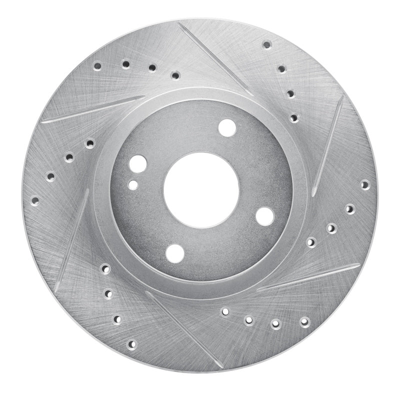 R1 01-05 Mazda Miata Front Right Drilled & Slotted Silver Brake Rotor
