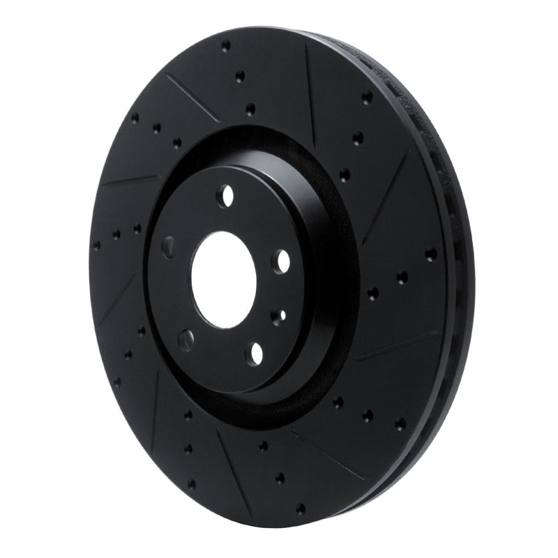 R1 12-15 Audi TTS Quattro Front Right Drilled & Slotted Black Brake Rotor