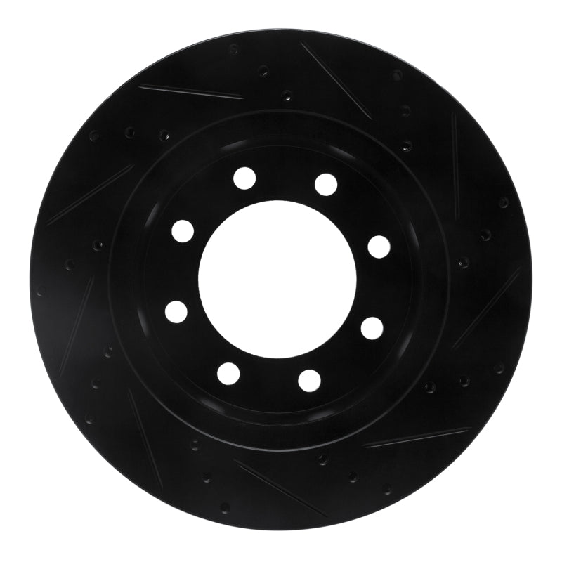 R1 03-08 Dodge Ram 2500 Front Left Drilled & Slotted Black Brake Rotor