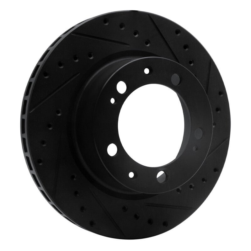 R1 89-97 Porsche 911 Front Right Drilled & Slotted Black Brake Rotor