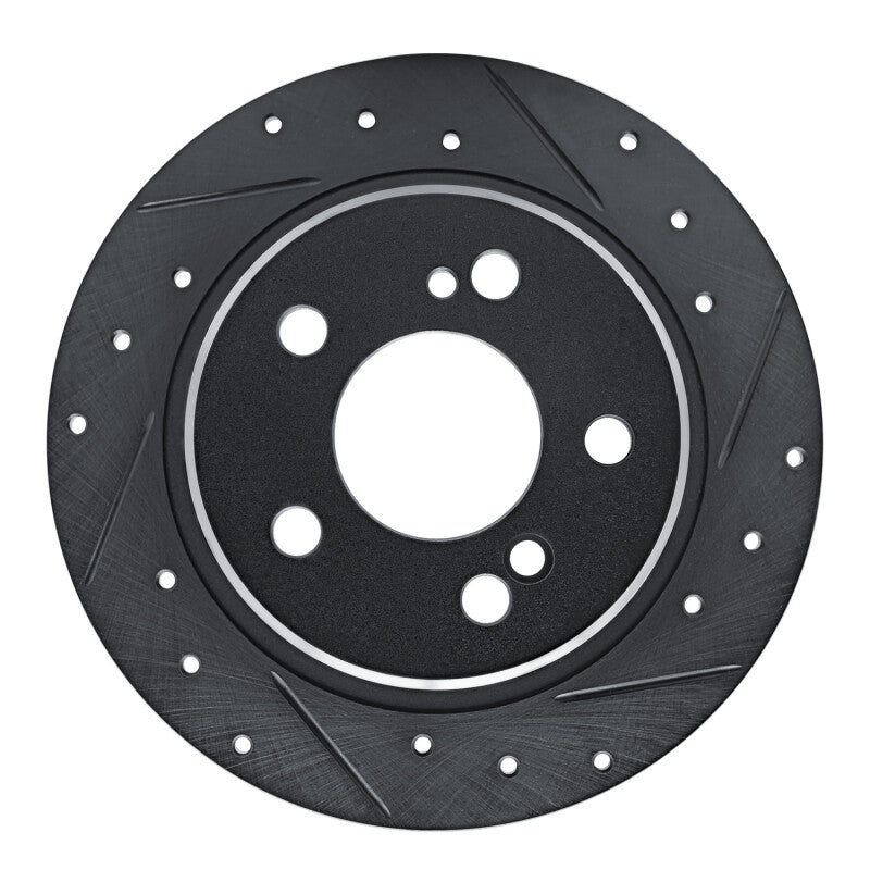 R1 90-95 Mercedes-Benz 300SL Rear Right Drilled & Slotted Black Brake Rotor