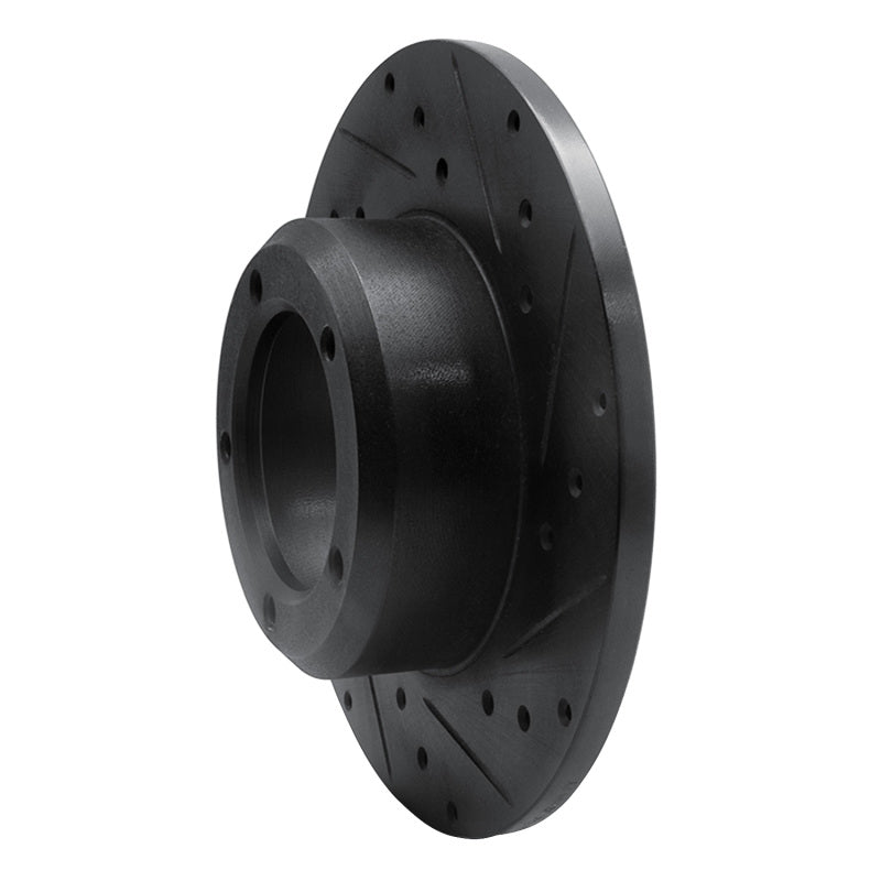 R1 74-99 Land Rover Defender 110 Front Right Drilled & Slotted Black Brake Rotor