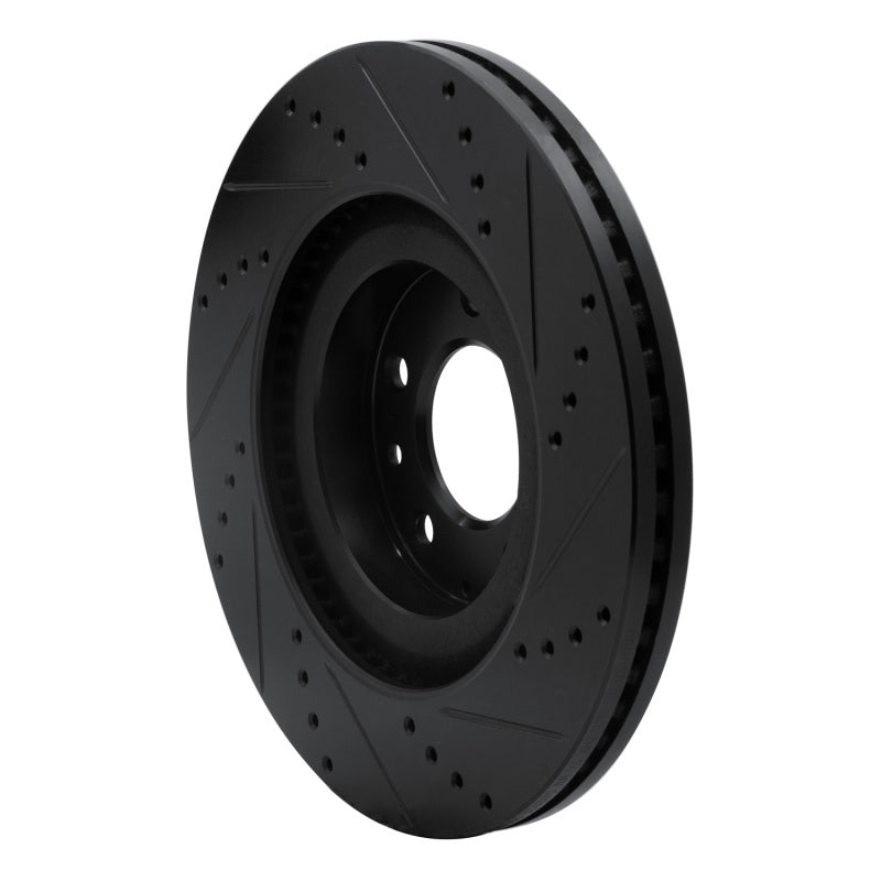R1 07-15 Mazda CX-9 Front Left Drilled & Slotted Black Brake Rotor