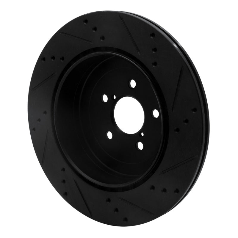 R1 17-25 Subaru BRZ Rear Left Drilled & Slotted Black Brake Rotor