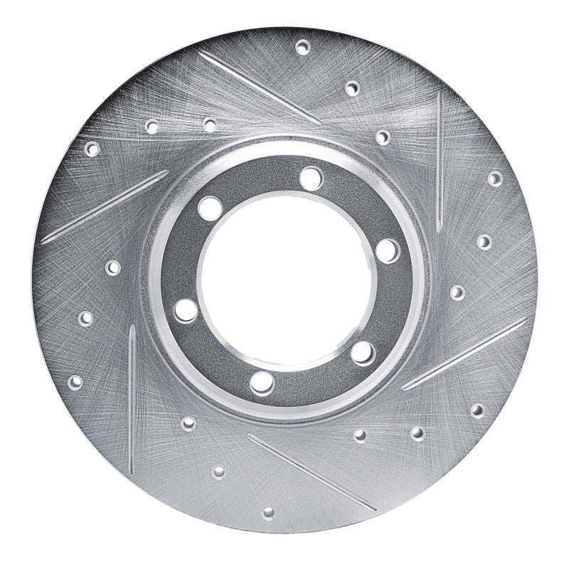 R1 79-86 Dodge D50 Front Right Drilled & Slotted Silver Brake Rotor