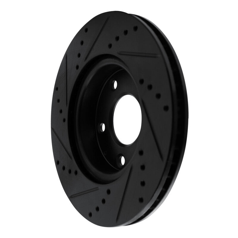 R1 19-25 Mazda 3 Front Right Drilled & Slotted Black Brake Rotor