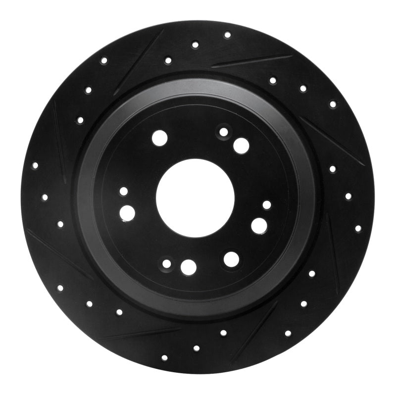 R1 10-15 Honda Crosstour Rear Left Drilled & Slotted Black Brake Rotor