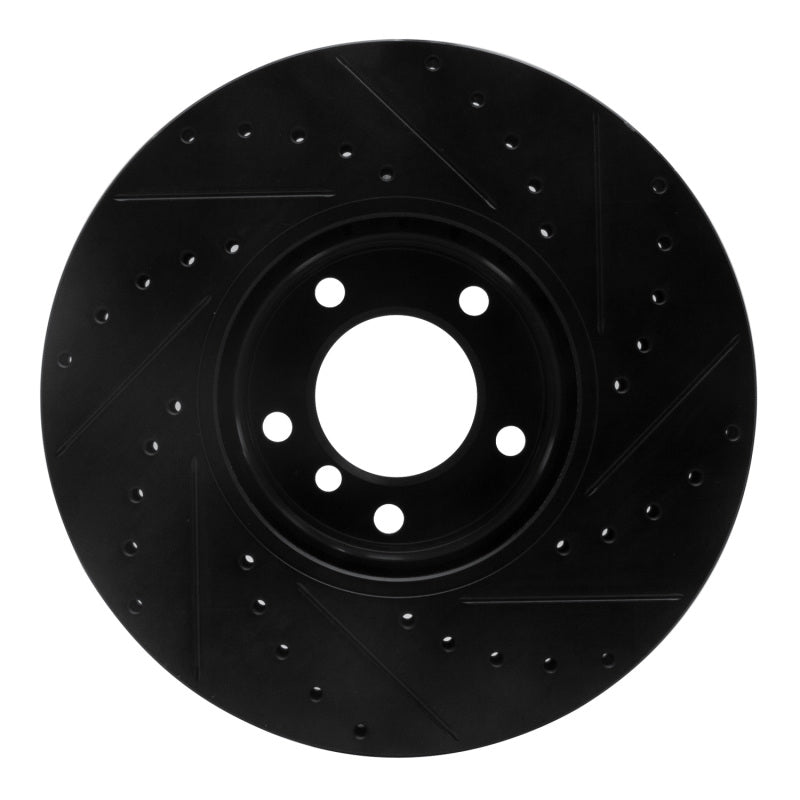 R1 00-03 BMW 540I Front Left Drilled & Slotted Black Brake Rotor