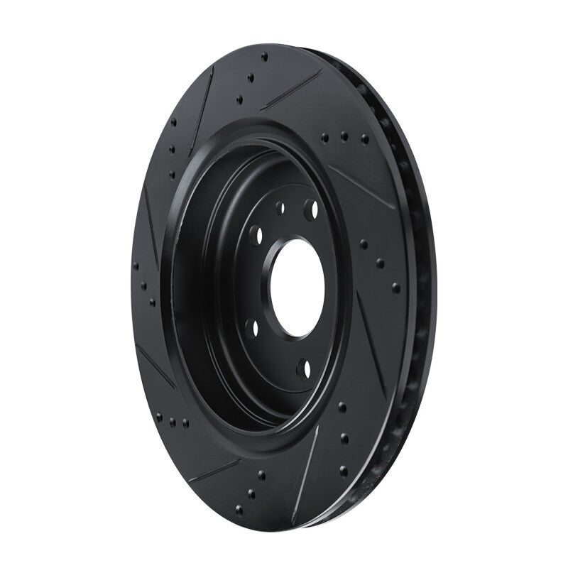 R1 14-19 Chevrolet Corvette Rear Right Drilled & Slotted Black Brake Rotor