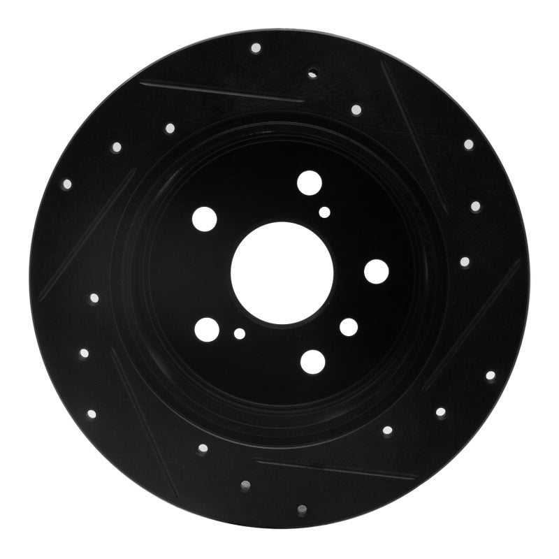 R1 92-03 Lexus ES300 Rear Left Drilled & Slotted Black Brake Rotor