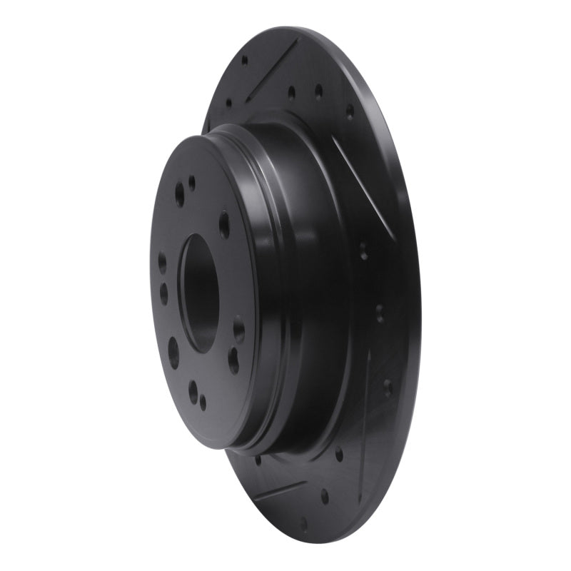 R1 02-04 Honda CR-V Rear Left Drilled & Slotted Black Brake Rotor
