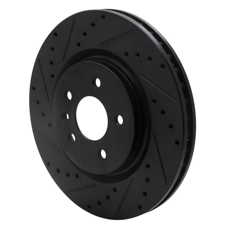R1 09-10 Ford Taurus SHO Front Left Drilled & Slotted Black Brake Rotor