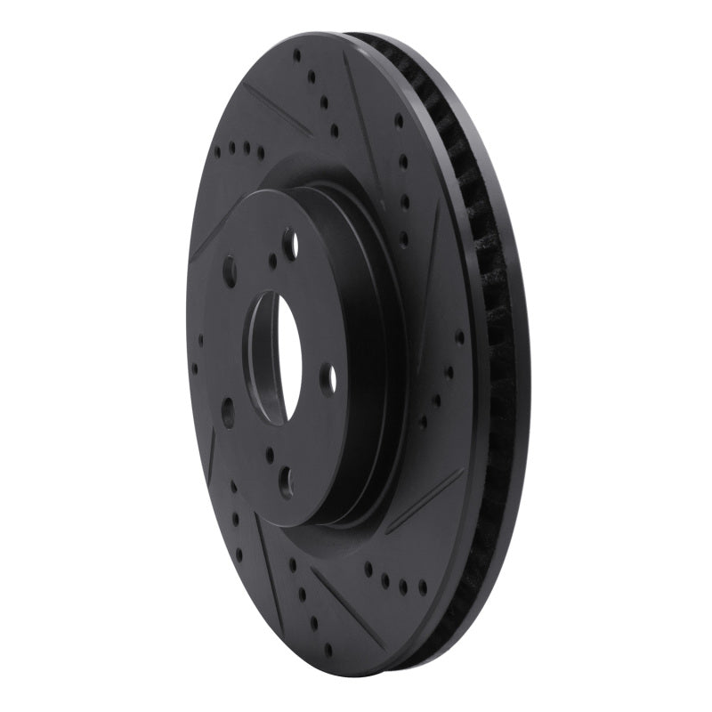 R1 00-06 Ford Thunderbird Front Right Drilled & Slotted Black Brake Rotor