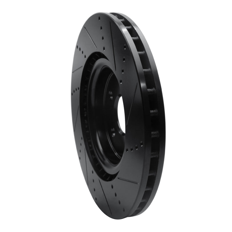 R1 2012-2025 Dodge Durango Front Left Drilled & Slotted Black Brake Rotor