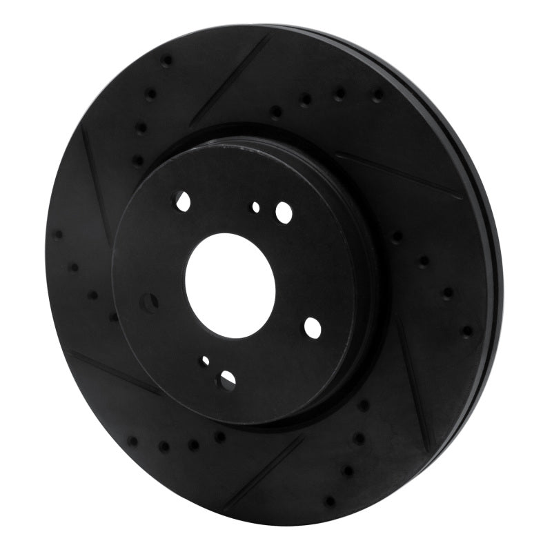 R1 10-13 Suzuki Kizashi Front Left Drilled & Slotted Black Brake Rotor