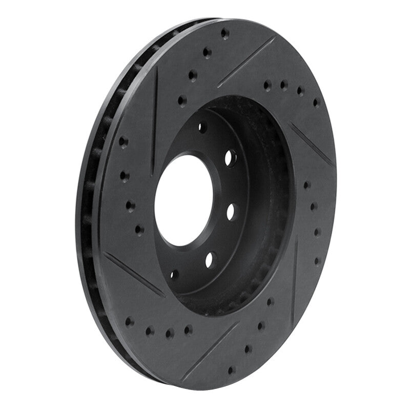 R1 90-93 Mitsubishi Galant Front Right Drilled & Slotted Black Brake Rotor