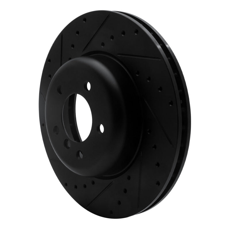 R1 04-10 BMW 550I Front Left Drilled & Slotted Black Brake Rotor