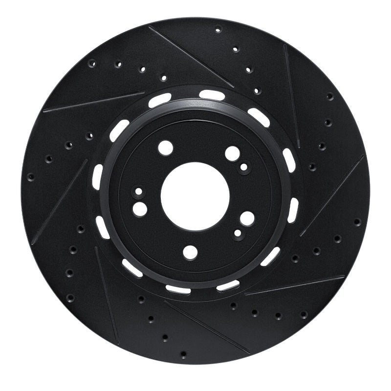 R1 21-26 Genesis GV70 Front Right Drilled & Slotted Black Brake Rotor