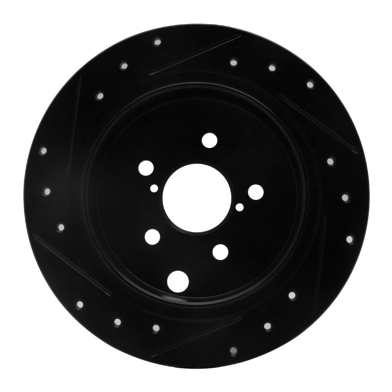 R1 12-23 Subaru XV Crosstrek Rear Right Drilled & Slotted Black Brake Rotor