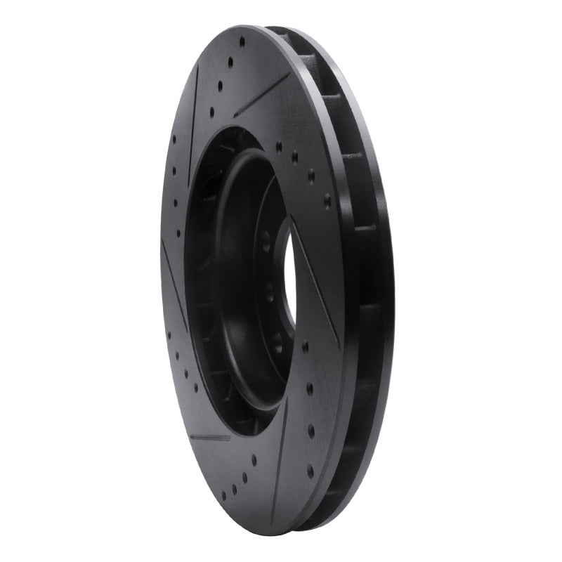 R1 95-99 BMW M3 E36 Left Front Drilled & Slotted Black Brake Rotor