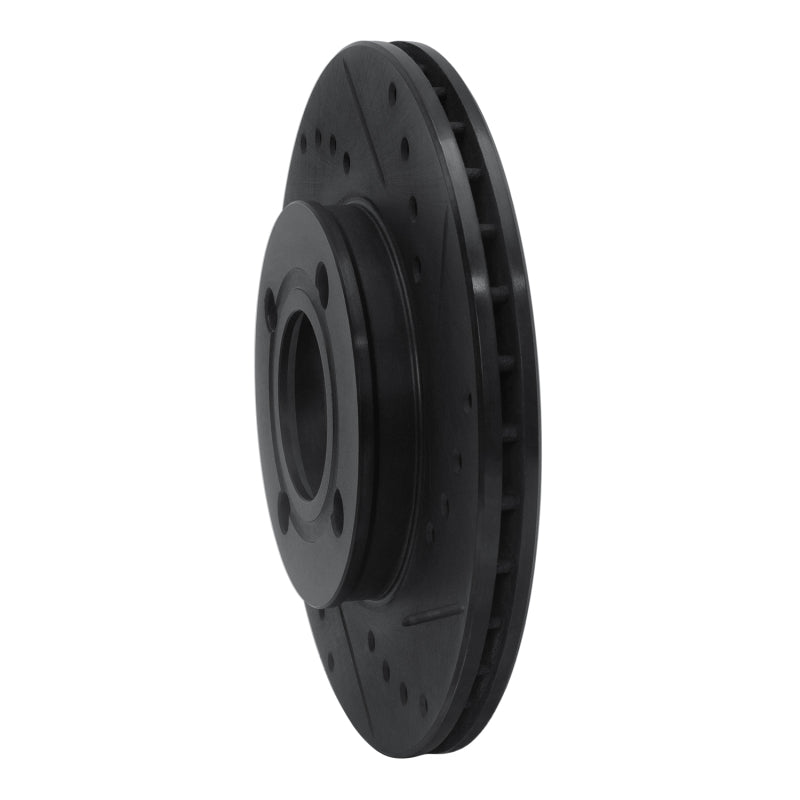 R1 84-87 Audi Coupe Front Right Drilled & Slotted Black Brake Rotor