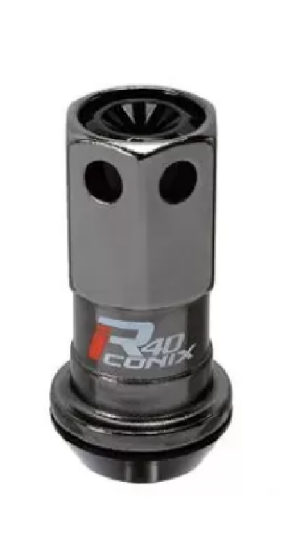 Project Kics R40 Iconix 12x1.50 Black Lug Nut (Black Seat) - 1pc