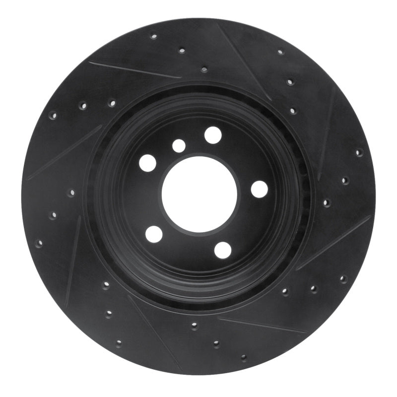 R1 12-20 BMW 330I Rear Left Drilled & Slotted Black Brake Rotor