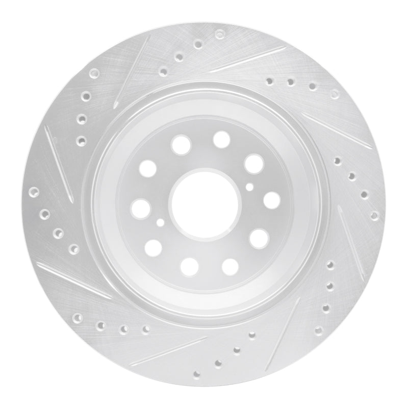 R1 07-17 Lexus LS460 Rear Right Drilled & Slotted Silver Brake Rotor