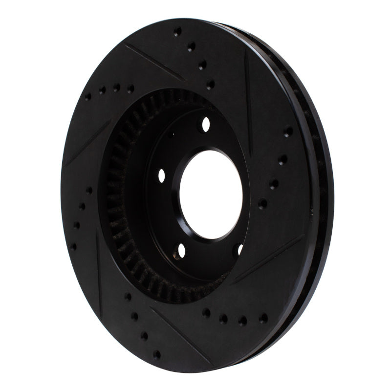 R1 95-06 Mazda Millenia Front Left Drilled & Slotted Black Brake Rotor