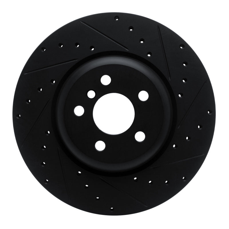 R1 16-25 BMW 330e Rear Right Drilled & Slotted Black Brake Rotor