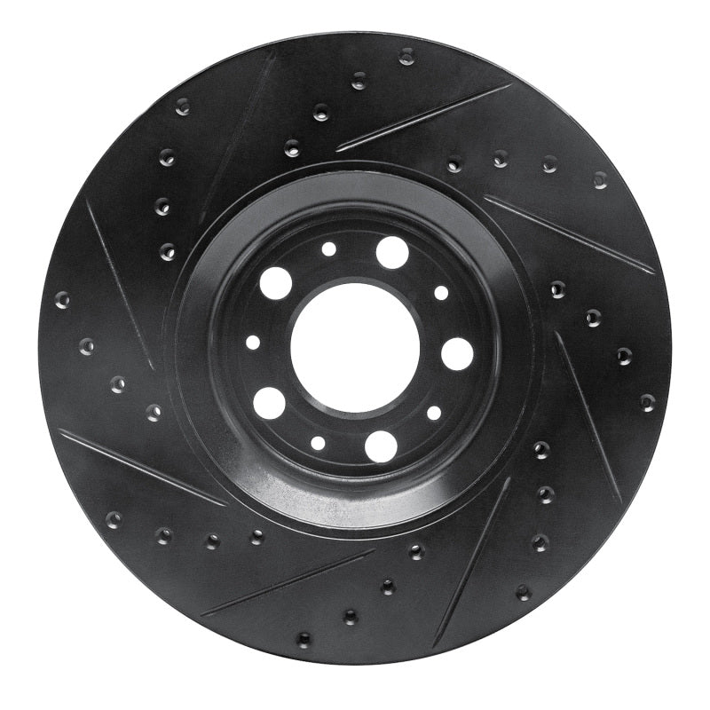 R1 03-09 Volvo XC90 Front Right Drilled & Slotted Black Brake Rotor