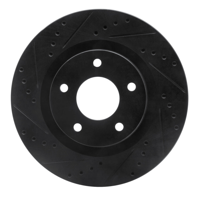 R1 07-25 Chrysler 200 Front Left Drilled & Slotted Black Brake Rotor