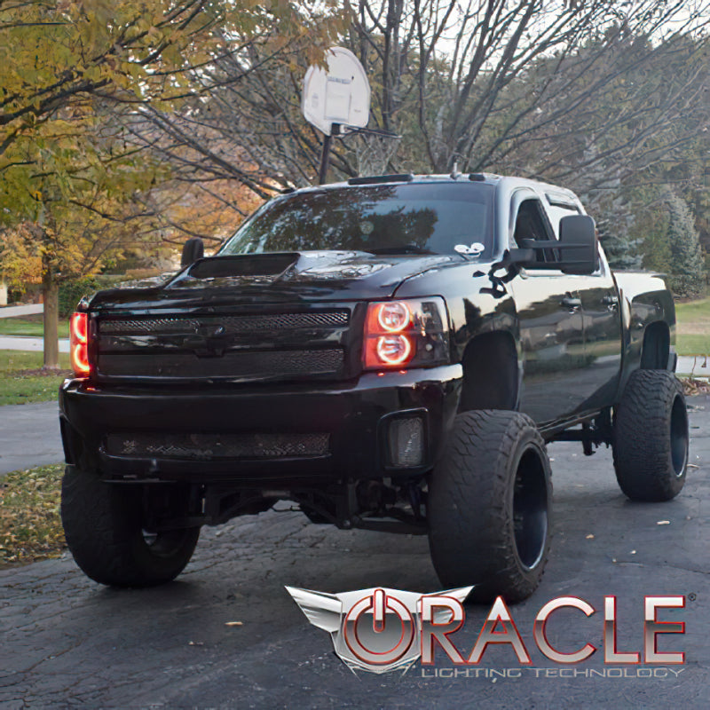 Oracle 07-13 Chevrolet Silverado LED Round Style Headlight Halo Kit - Red