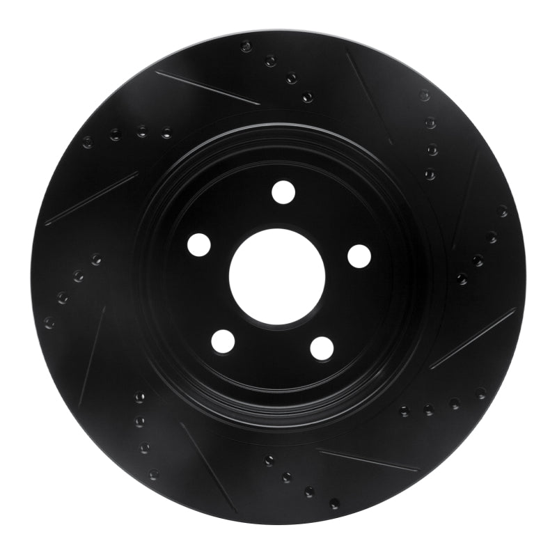 R1 2012-2025 Dodge Durango Rear Left Drilled & Slotted Black Brake Rotor