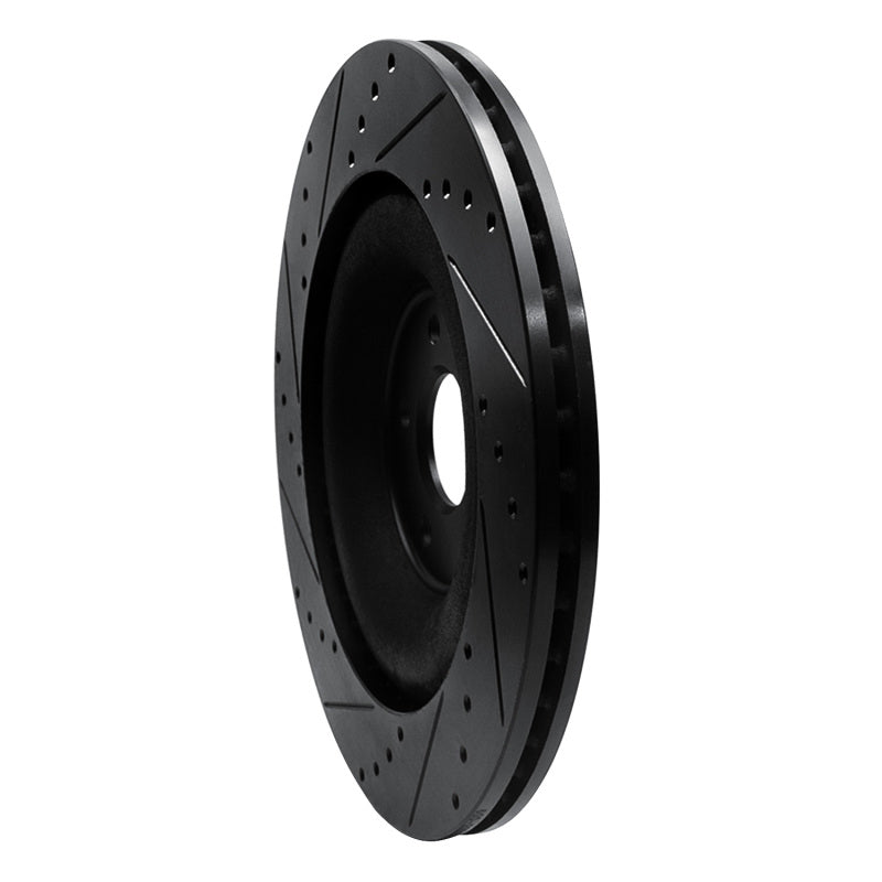 R1 10-24 Jaguar XFR-S Rear Right Drilled & Slotted Black Brake Rotor