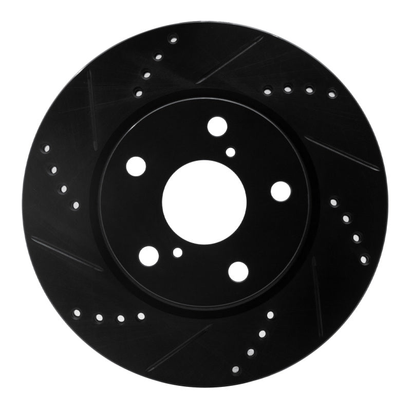 R1 06-18 Lexus HS250H Front Left Drilled & Slotted Black Brake Rotor