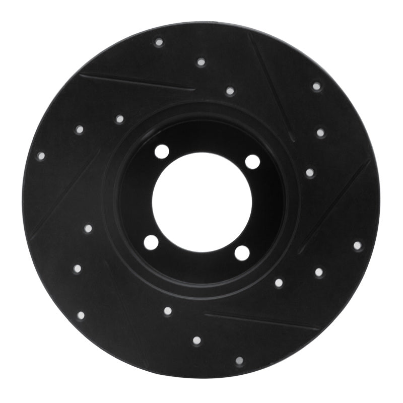 R1 80-83 Nissan 200SX Front Left Drilled & Slotted Black Brake Rotor