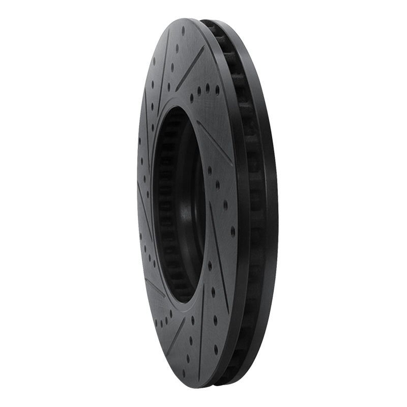 R1 08-12 Audi Q5 (Mexico) Front Right Drilled & Slotted Black Brake Rotor